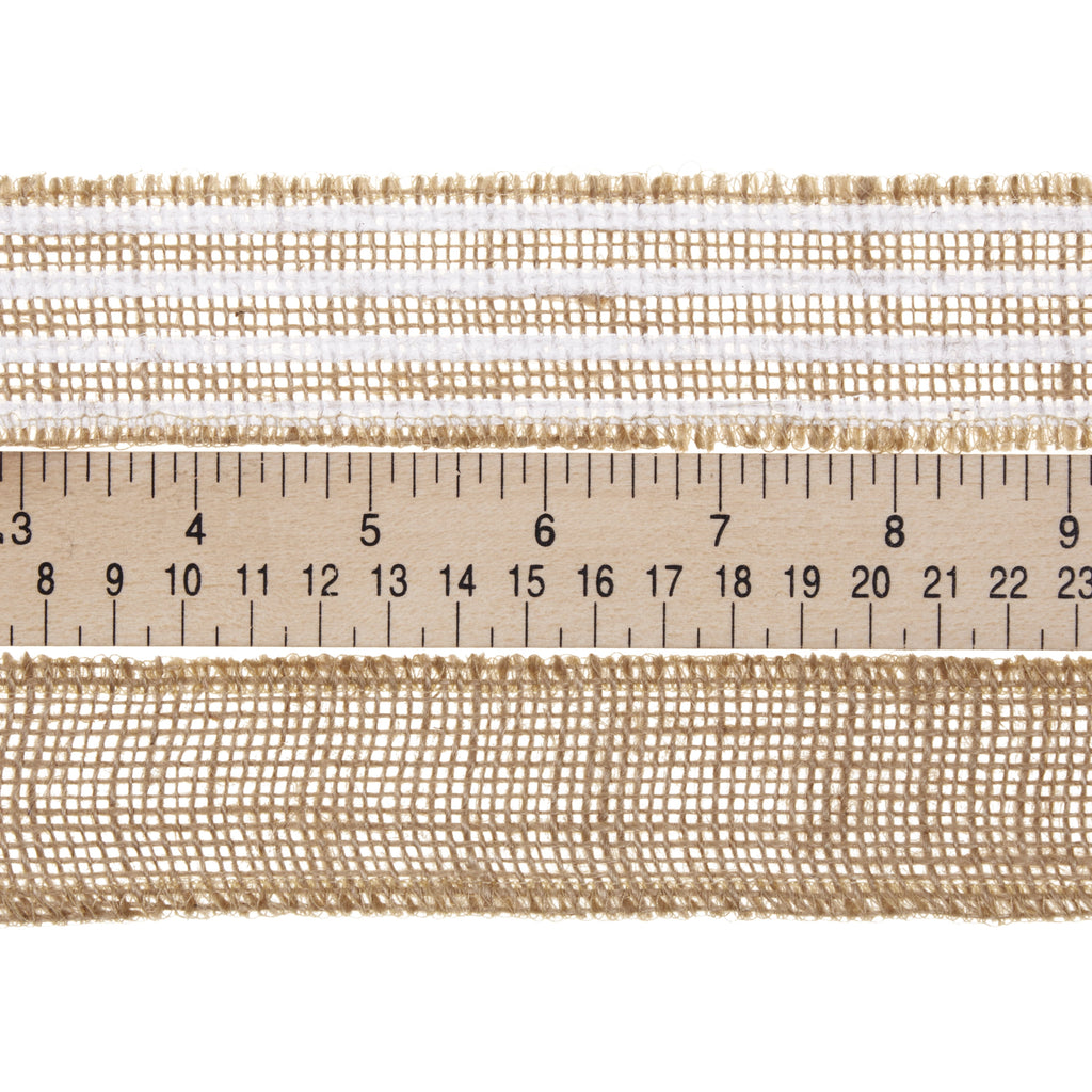 Love, Laugh, Craft Burlap Ribbon Set, 1.5"W x 3-Yds, Natural/White Stripe