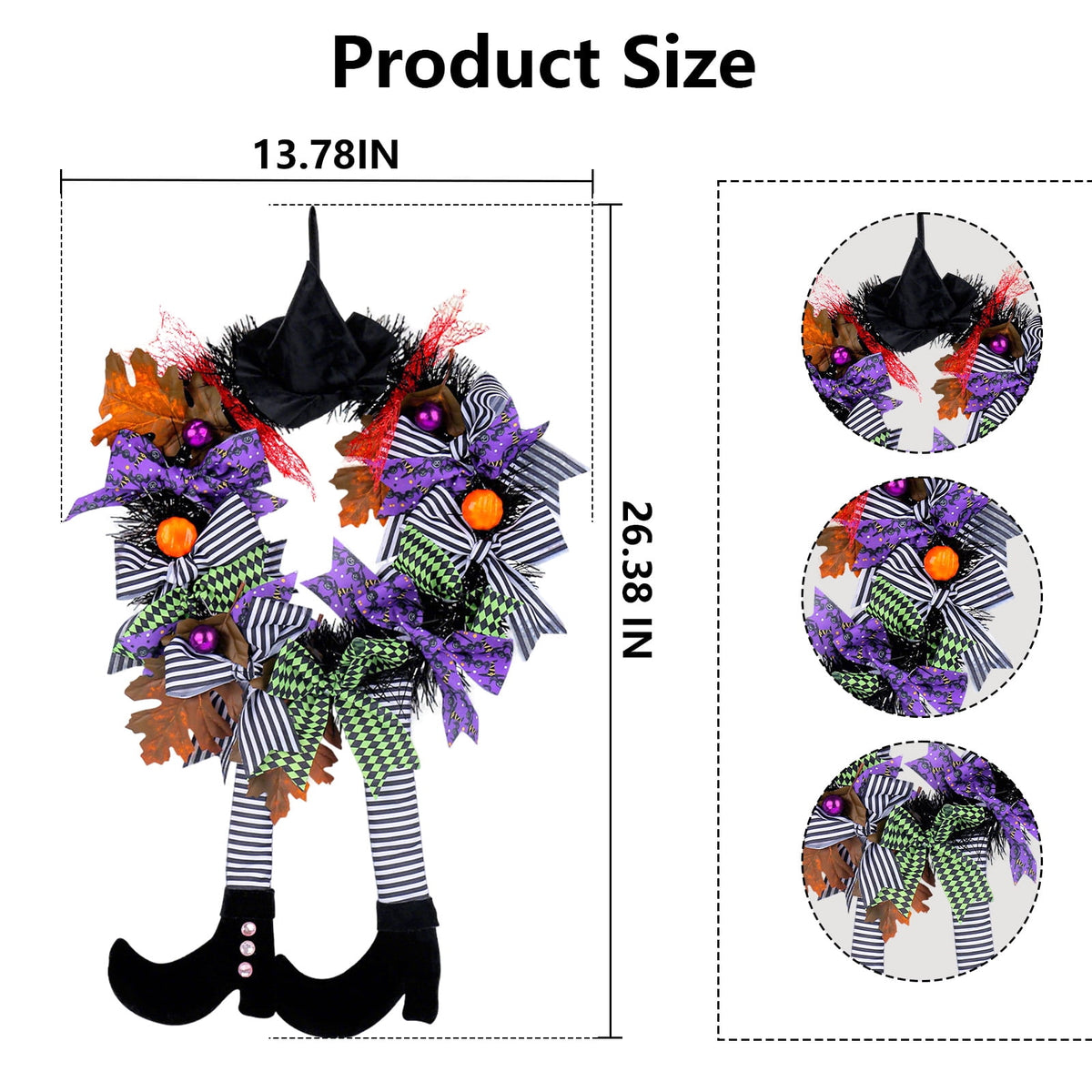 AGCAN Halloween Wreaths for Front Door, 17 Inch Pre-Lit Halloween Wreaths with Bats & Deadwood, Halloween Decorations for Door,Porch,Window,Indoor and Outdoor Decor