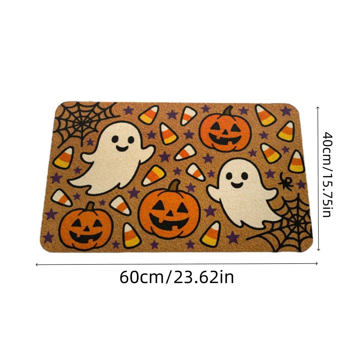 Halloween Doormat Vintage Retro Style Mat 23.6x15.7in Secure-Grip Absorbent Coir Look Entryway Rug for Front Porch Indoor Outdoor Decor by OVFUIZ