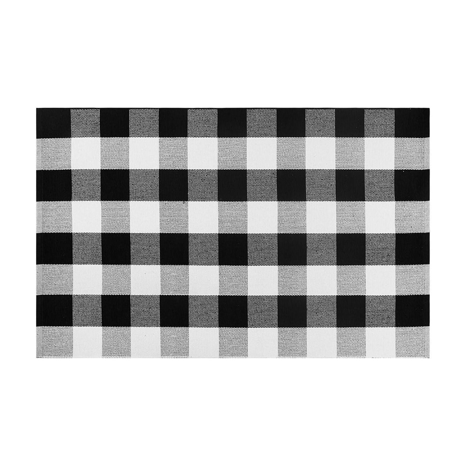 Fall Plaid Mat, 16*24" Autumn Front Door Decor Mat, Cotton Washable Hand-Woven Door Mat for Layered Doormat, Autumn Halloween Thanksgiving Carpet for Porch, Entryway