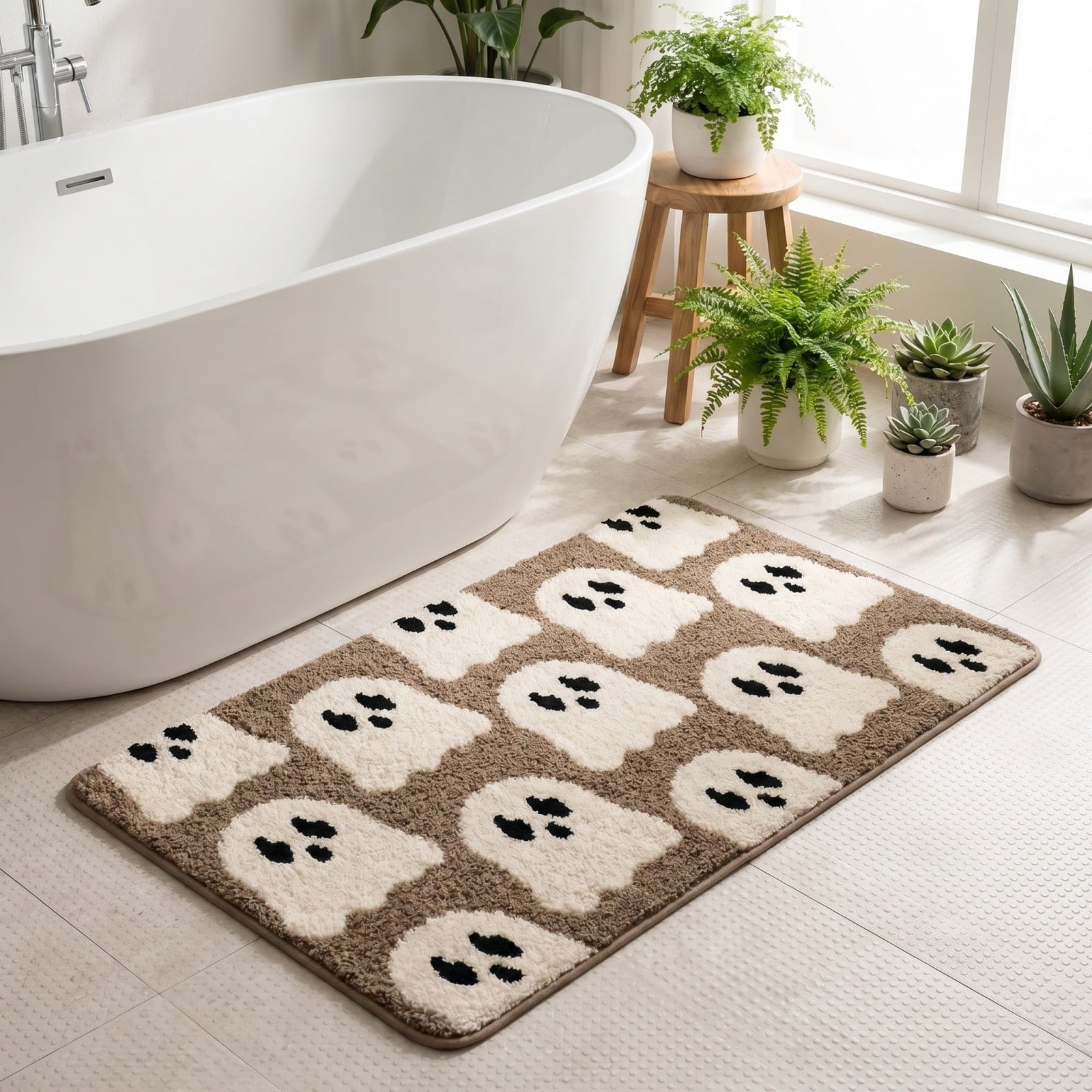 Halloween Home Decor,Halloween Decorations Indoor,Halloween Doormat Outdoor Welcome Mat Ghost Pattern Non-Slip Doormat Indoor Kitchen Mat Unique Design Decorative Mat(B 2.6*1.6FT)