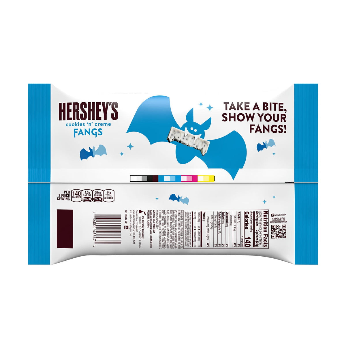 Hershey's Cookies 'n' Creme Fangs Snack Size, Halloween Candy Bag, 9.4 oz