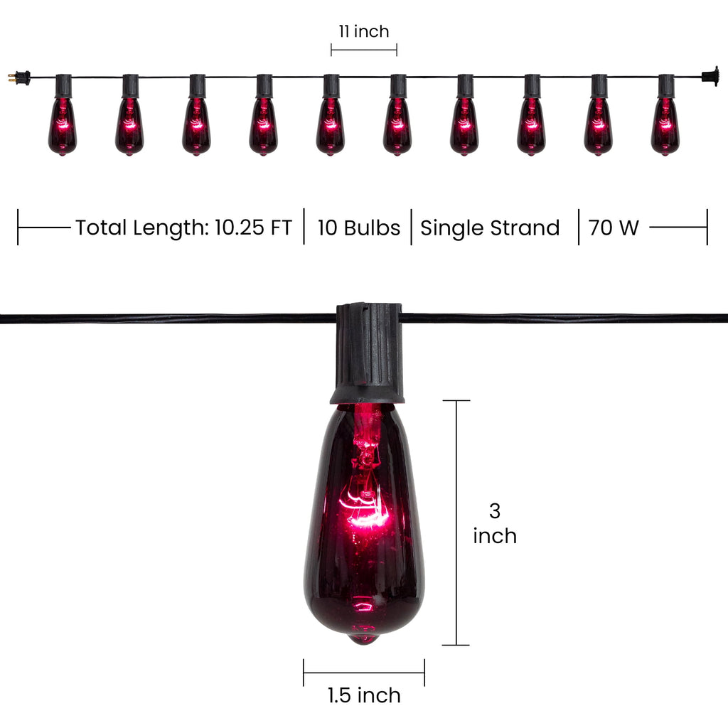 Northlight Edison Style Halloween Lights - Purple - 9' Black Wire - 10ct