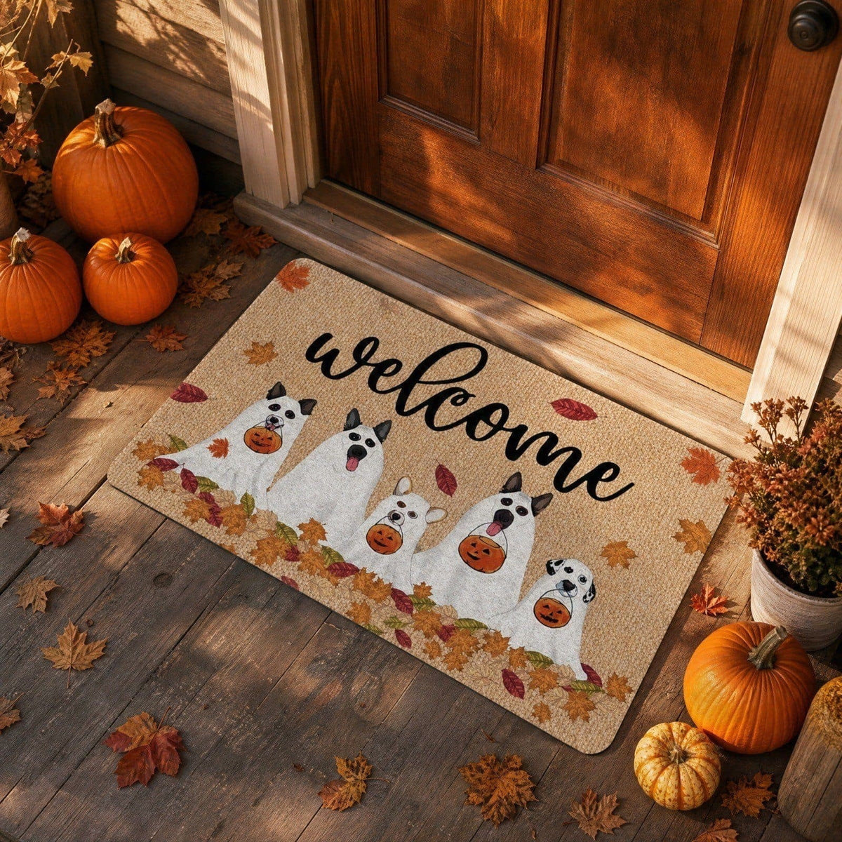 Halloween Doormat Vintage Retro Style Mat 23.6x15.7in Secure-Grip Absorbent Coir Look Entryway Rug for Front Porch Indoor Outdoor Decor by OVFUIZ