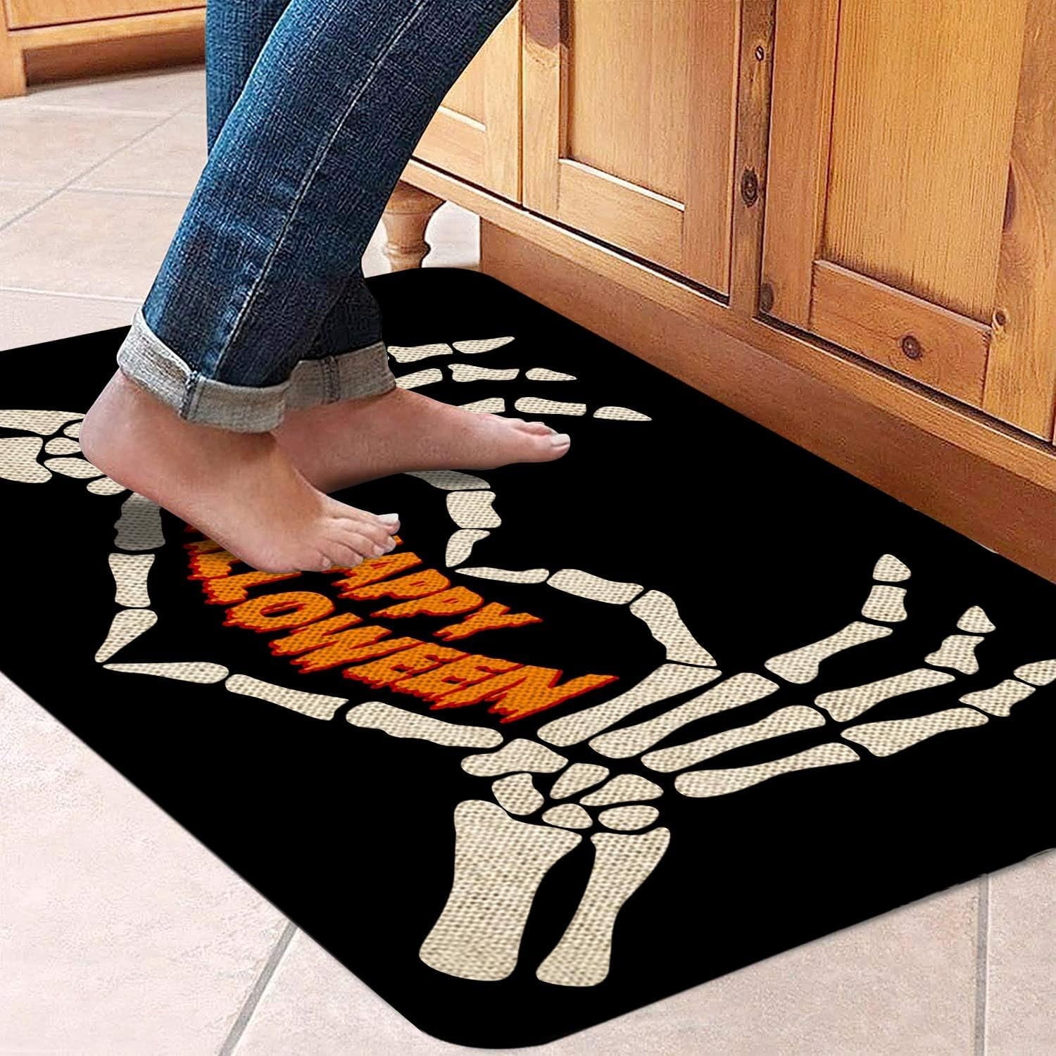 Halloween Door Mat 30 X 17 Inch Halloween Skull Doormat Indoor Outdoor Entrance Floor Mat Non Slip Halloween Decor Rubber Welcome Mats