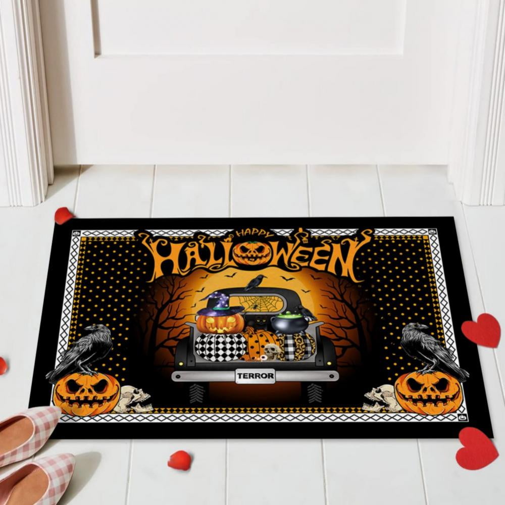 Halloween Door Mat Outdoor Trick or Treat Doormat Non Slip Funny Rug Pumpkin Holiday Decorative Entrance Mat for Halloween Indoor Outdoor Decoration, 15.7x23.6"