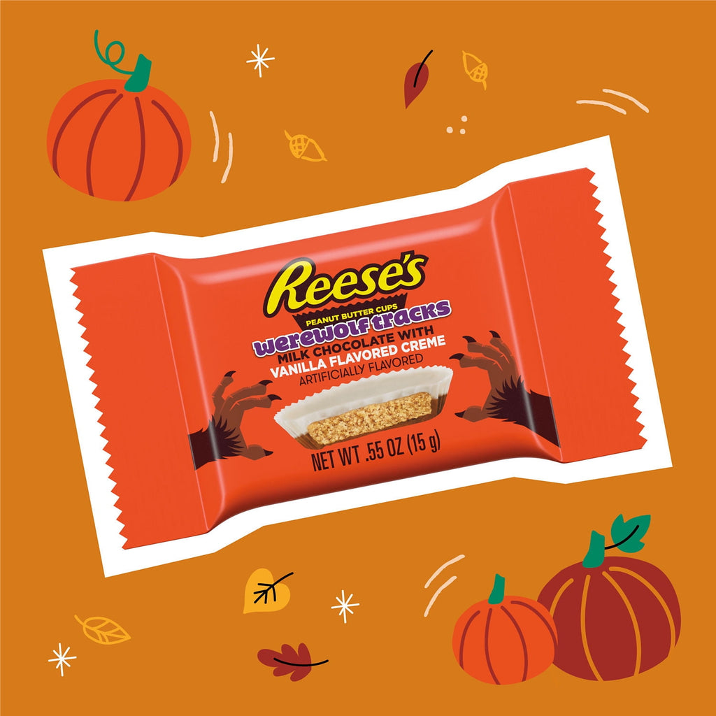 REESE'S Milk Chocolate and Vanilla Flavored Creme Snack Size Peanut Butter Cups, Halloween Candy Bag, 9.35 oz