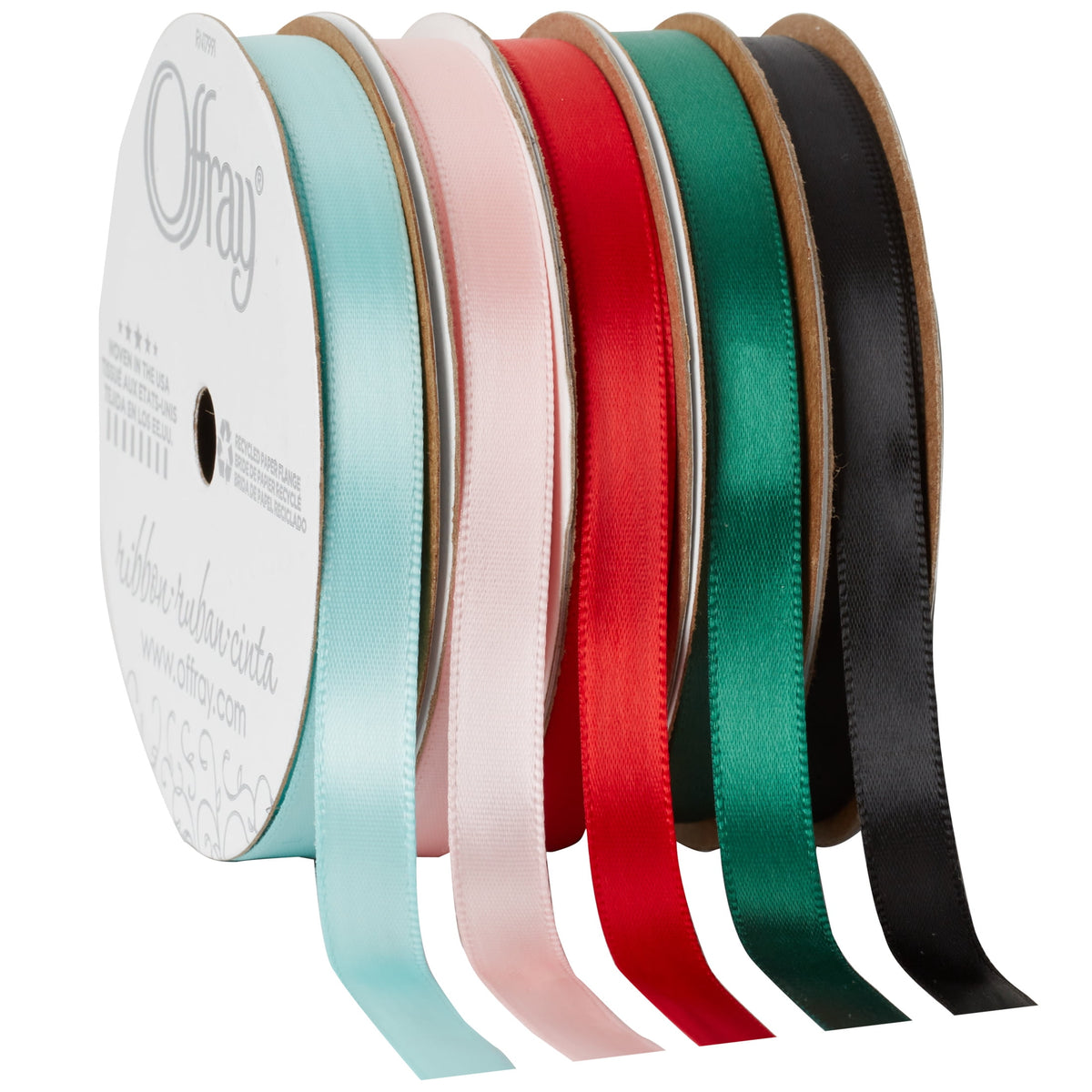 Offray Ribbon, Red Wine 3/8 inch Single Face Satin Polyester Ribbon, 18 feet