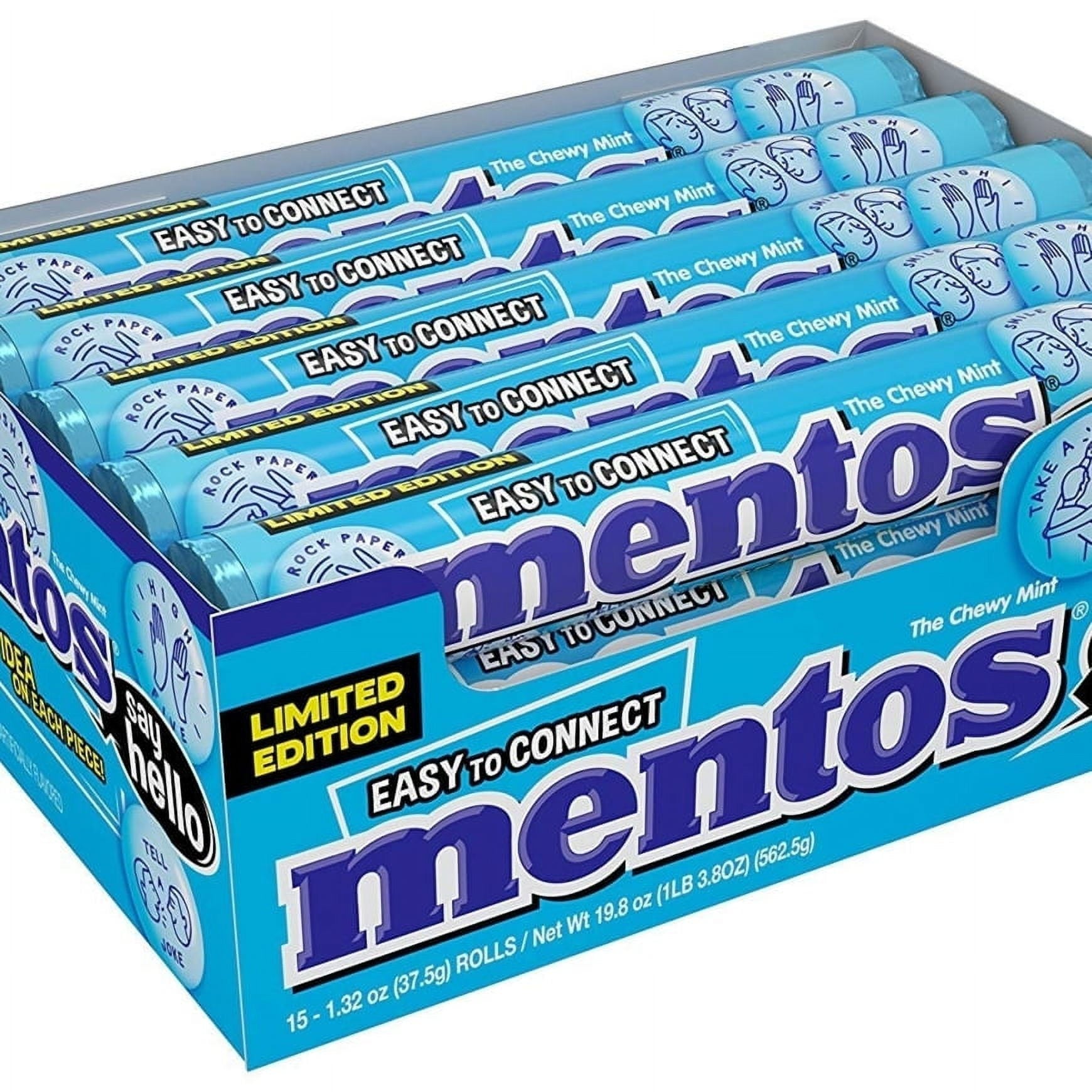 Mentos Chewy Mint Candy Roll, Mint, Peanut and Tree Nut Free, 1.32 oz, 15 Count