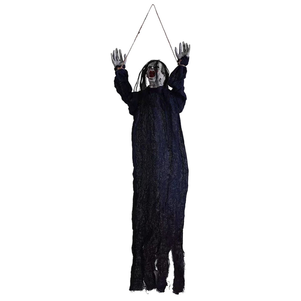 Coollooc 39 inch Halloween Hanging Ghost Decorations Outdoor Indoor, Animated Scary Grim Reaper Skeleton Decorations, Creepy Skull Ghost for Party Outside Yard Porch Haunted House