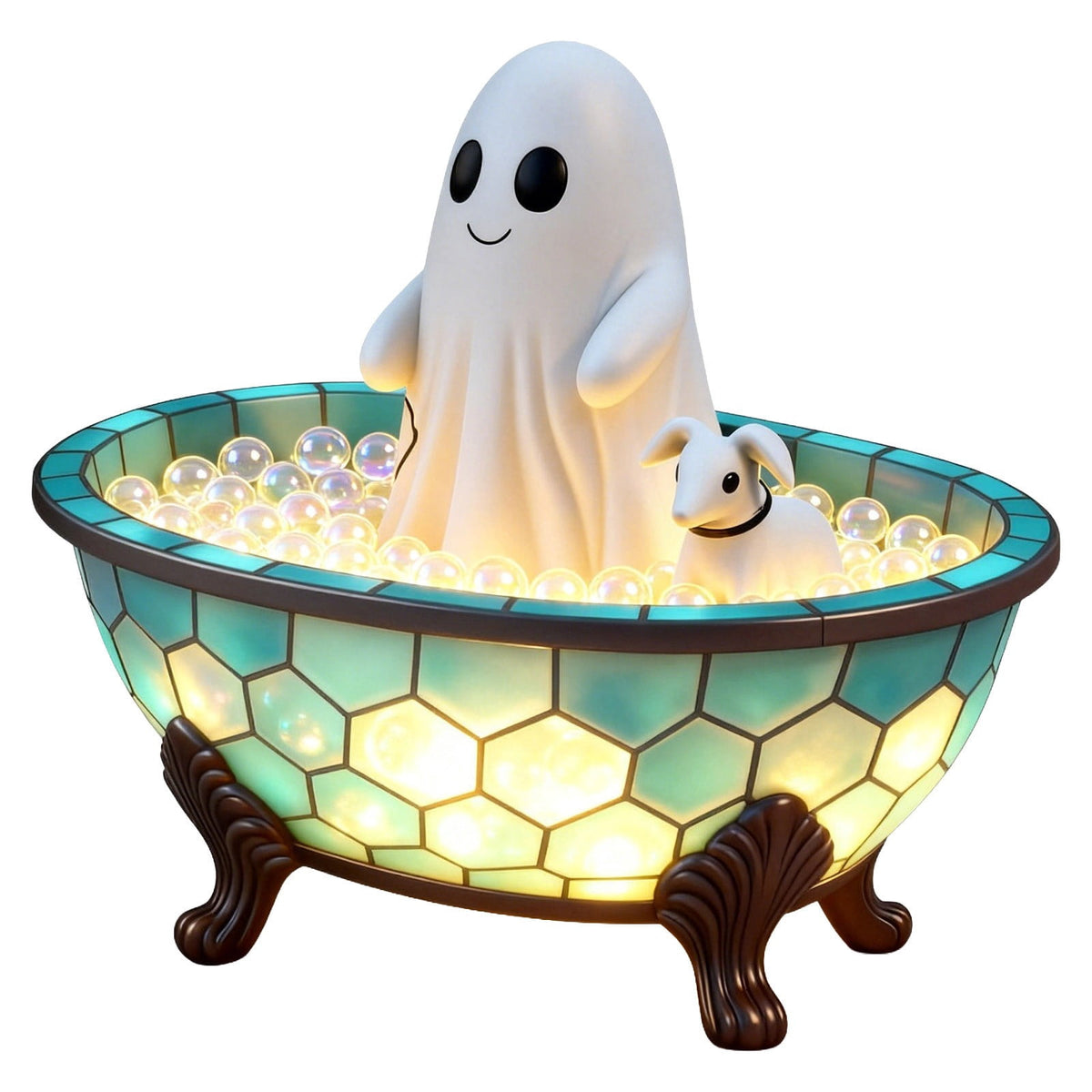 Clearance Halloween Decor-Halloween Decorations Indoor-Light up Ghost in Glass Like-Cute Ghost with Light for Home Kitchen Mantel Tabletop Party Decor and Holiday Decorations Best Halloween Gifts