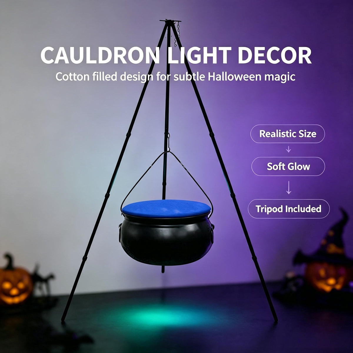 Muecwrye Halloween Decorations Outdoor, Halloween Clearance! Halloween Witches Cauldron with Lights, DIY Bubbling Cauldron Set Decor for Home Porch Outside, Halloween Party Supplies( Without Tripod)