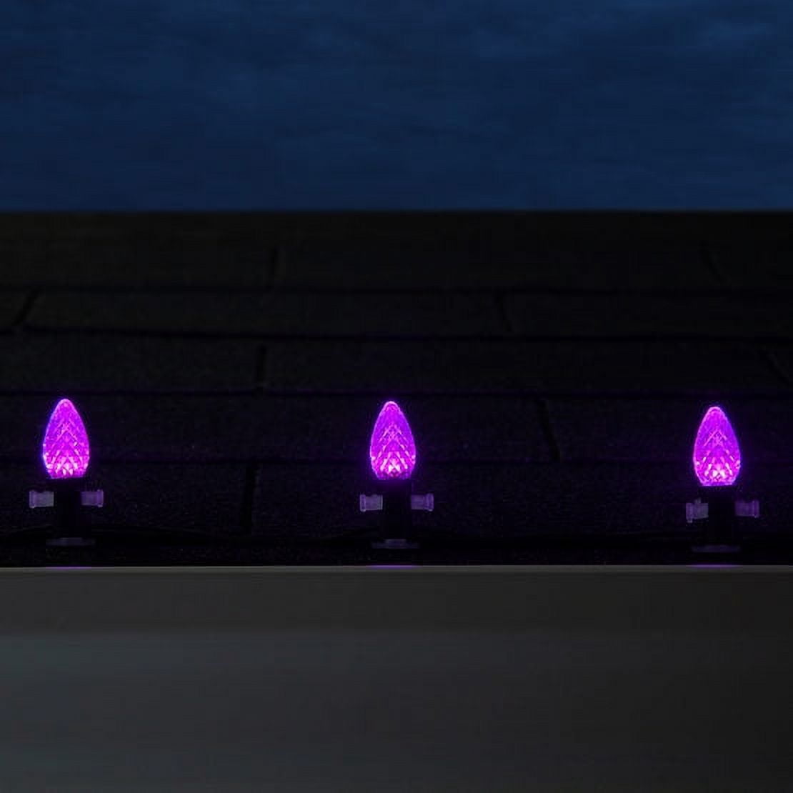 50 OptiCore LED Purple and Orange C7 String Lights with Shatterproof Bulbs for Halloween Displays Party Decoration, 50ft, Indoor Outdoor Black Wire