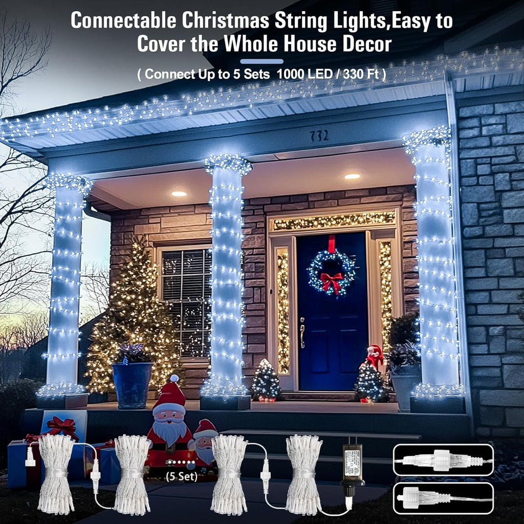 JMEXSUSS 200 LED Christmas Lights Indoor Outdoor, Connectable Warm White Christmas Tree Lights Clear Wire, 66 Ft Twinkle Fairy String Lights Plug in for Bedroom Wedding Christmas Tree Decorations