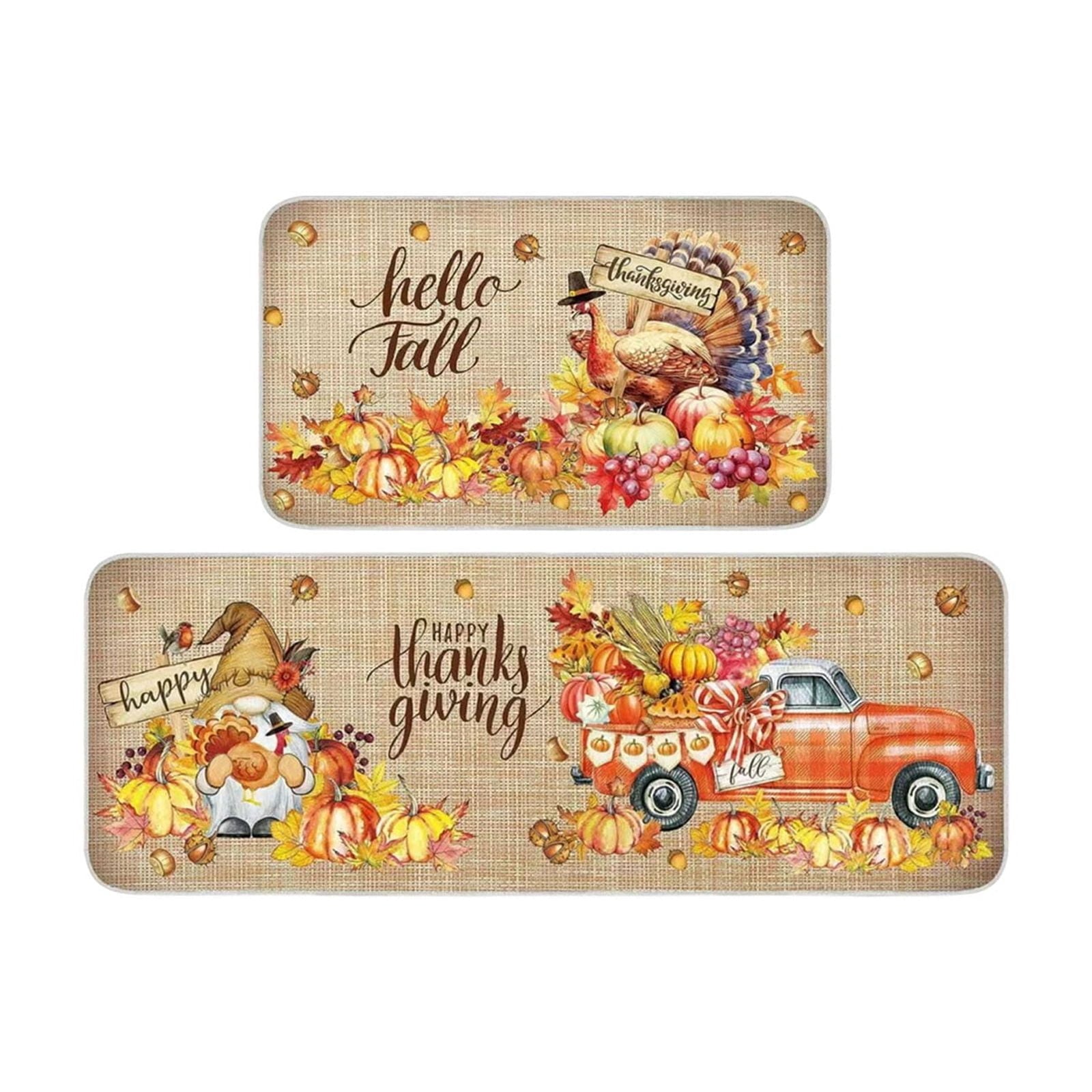 Stijggn Halloween Kitchen Mats for Floor Halloween Rugs Halloween Thanksgiving Decorations Doormat, Welcome Mats for Front Door,Spooky Outdoor Mats for Home Decor Holiday Decorative