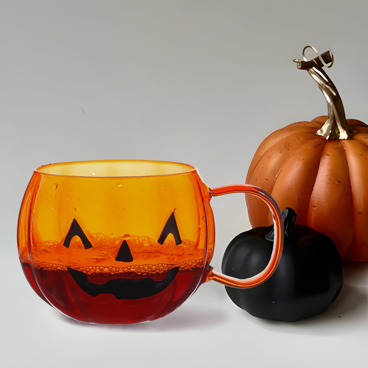 Way To Celebrate 21 oz Glass Pumpkin Mug with Jack-o-Lantern Face