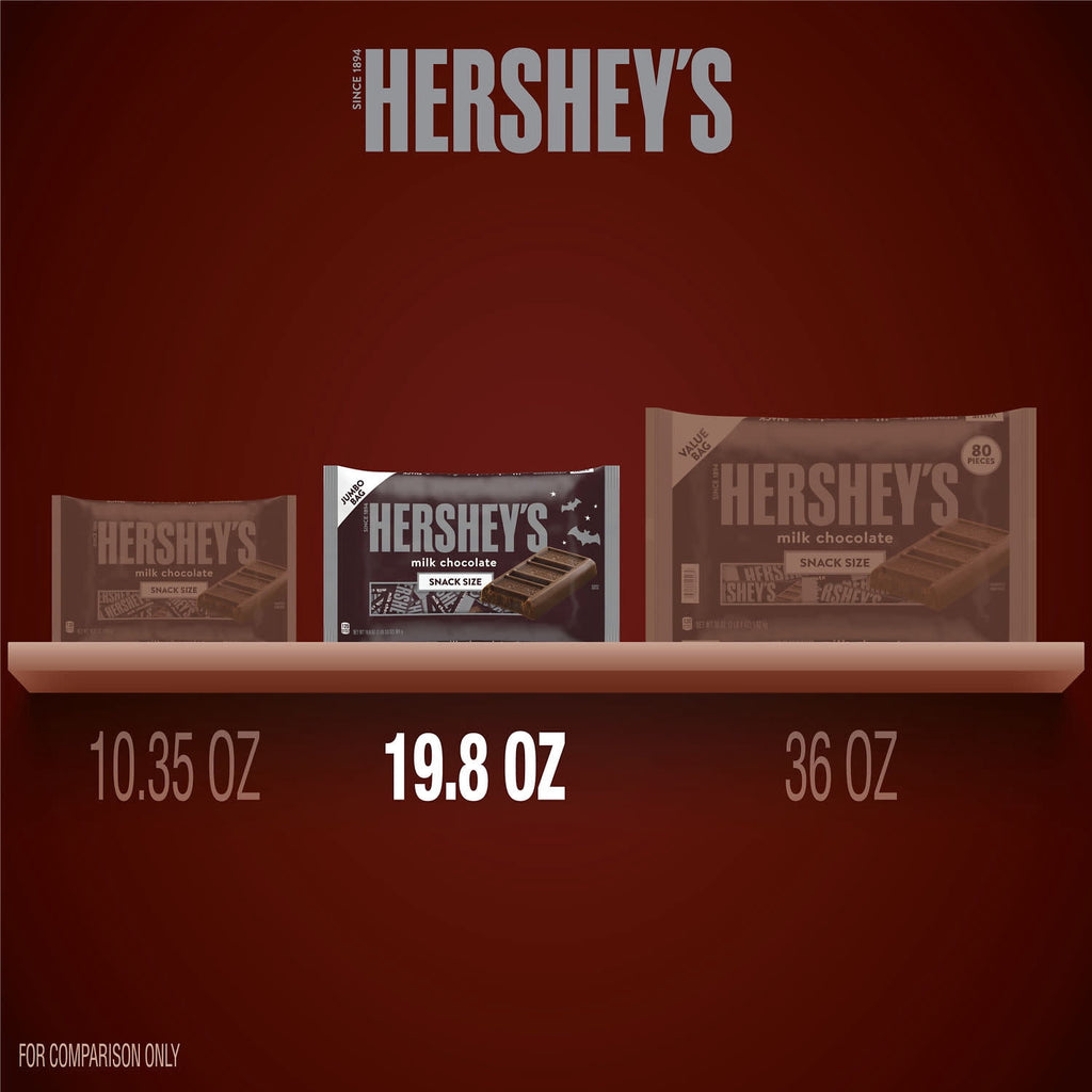 (2 pack) Hershey's Milk Chocolate Snack Size, Halloween Candy Jumbo Bag, 19.8 oz