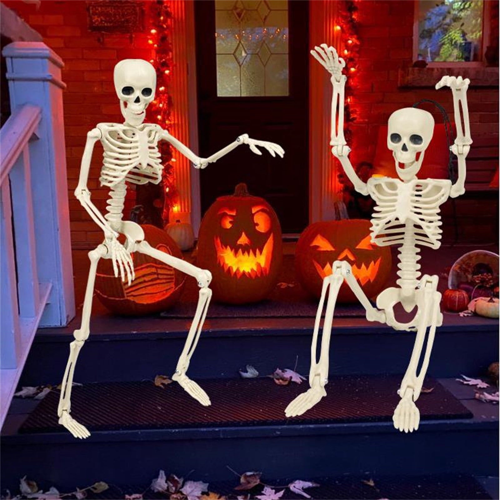 Qocolhg Halloween Posable Skeletons, Full Body Human Skeleton with Movable Joints for Halloween Haunted House Graveyard Party Scary Decor