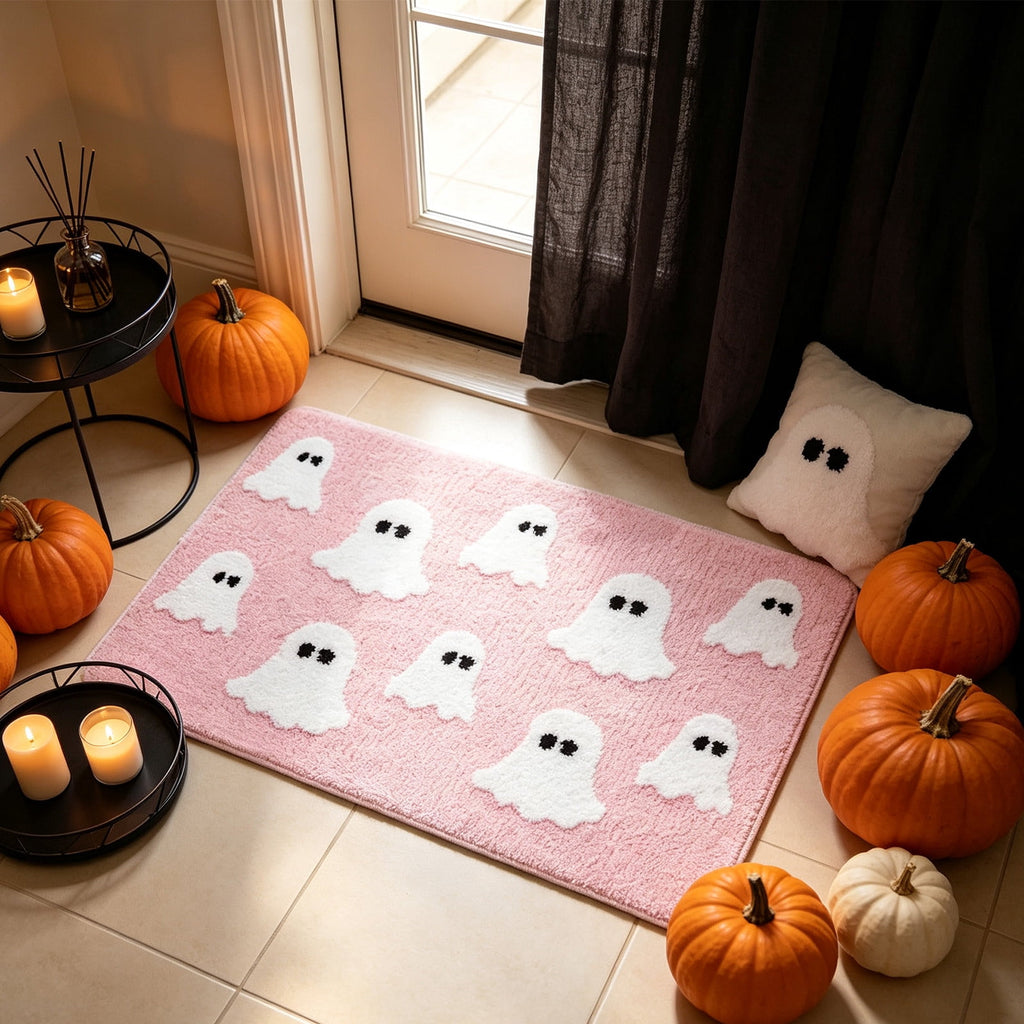 WWC Halloween Door Mat, 32x20 inch Halloween Decor Thick Non Slip Ghost doormat, Entryway Rug for Fall Party Indoor Outdoor Front Porch