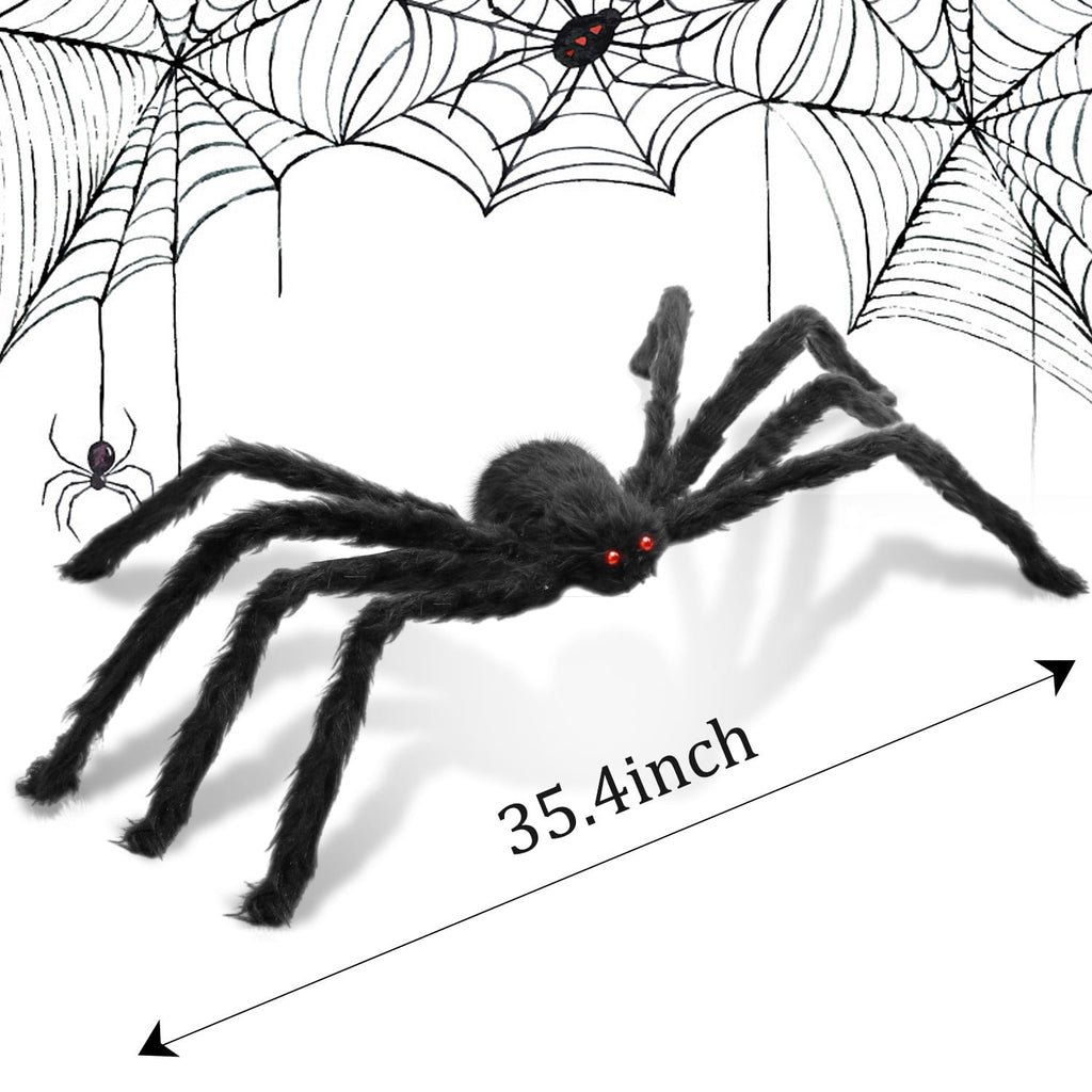 Innens 11.8ft Halloween 144 LED Purple Spider Web Lights with 35" Giant Spider Light up Cobweb Halloween Decorations for Indoor Ourdoor Garden Yard Home Patio (Black, 1Pc)