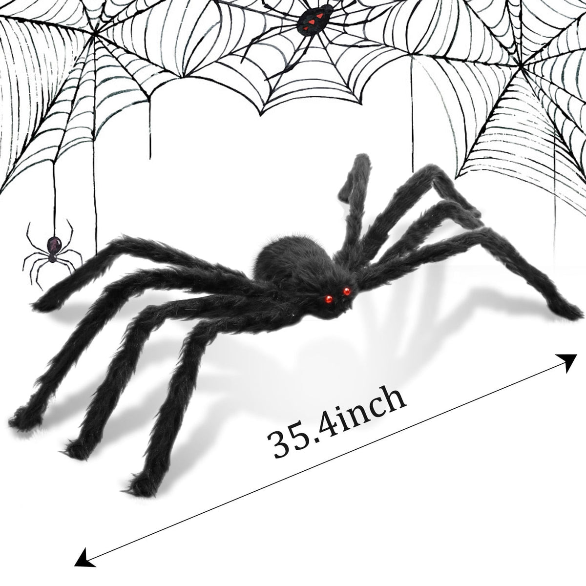 Innens 11.8ft Halloween 144 LED Purple Spider Web Lights with 35" Giant Spider Light up Cobweb Halloween Decorations for Indoor Ourdoor Garden Yard Home Patio (Black, 1Pc)