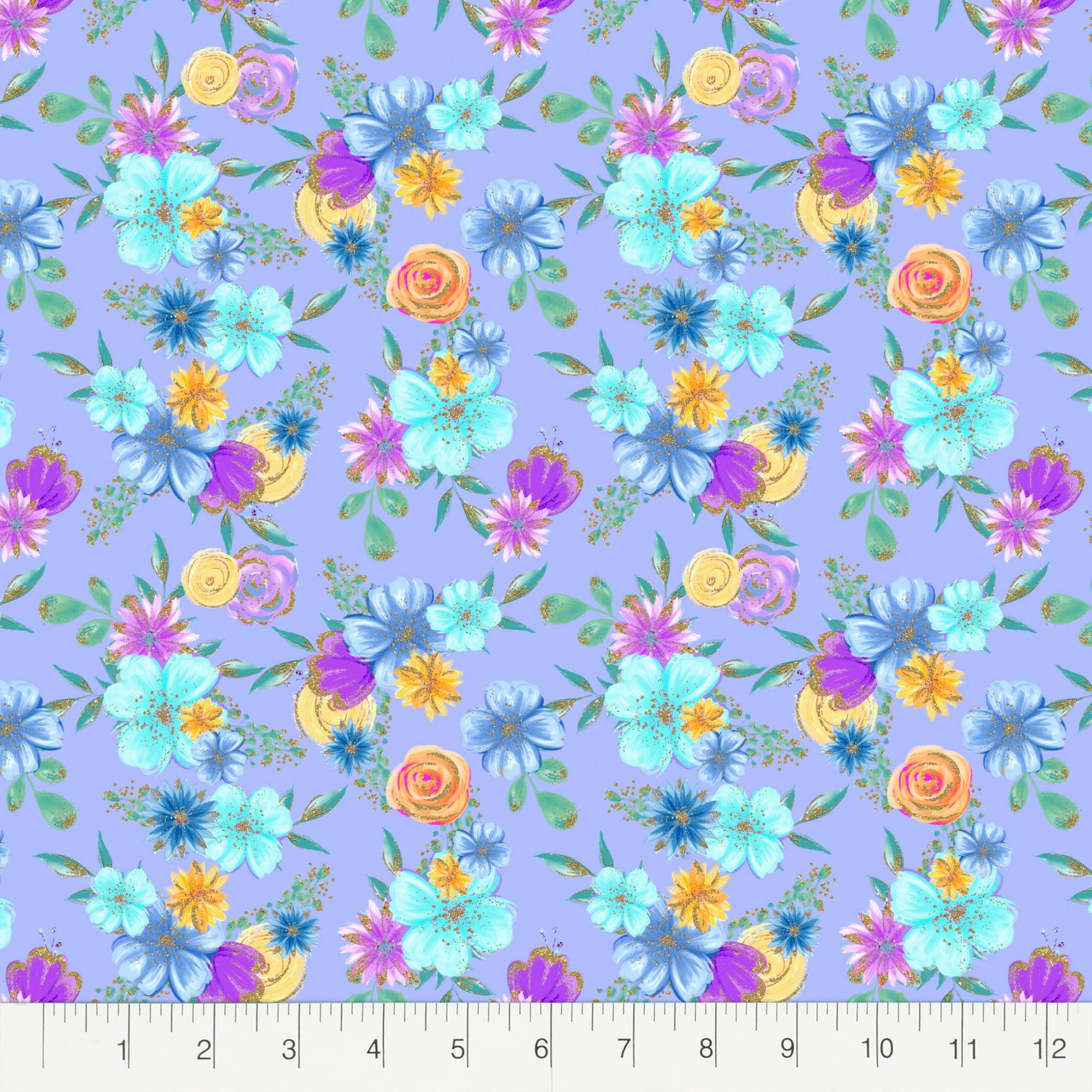 Create It 18"x21" Cotton Unicorn Glitter Precut Sewing & Craft Fabric Bundle, Multicolor 5 Piece