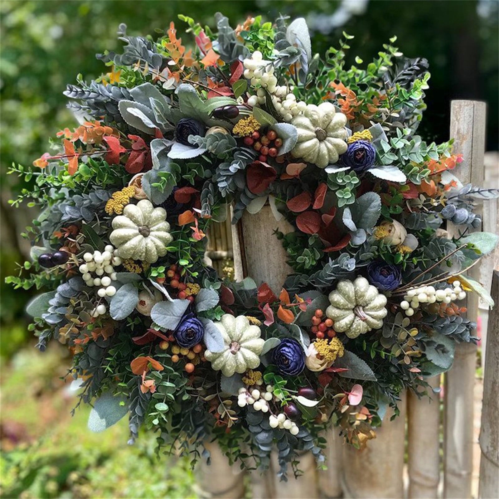 Decorative Wreath, Pumpkin Wreathfall Pumpkin Wreath, Year Round Wreath for Front Door, Artificial Wreath, Front Door Wreath, Family Farmhouse Decor and Spring Wreath, Easter Wreath