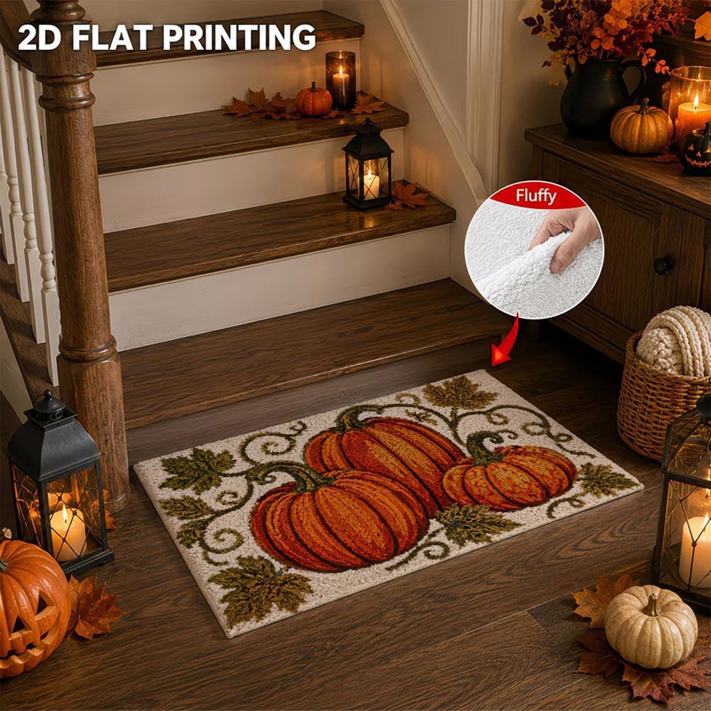 Halloween Decor Black Cat Doormat 15.75x23.62 Inch Fall Pumpkin Moon Design Non Slip Indoor Entrance Rug for Home Entryway Decor