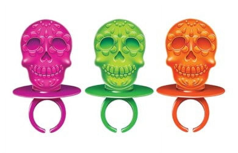 Flix Candy Halloween, Day of The Dead Lollipop Rings, Assorted Flavors, 20 Count Box