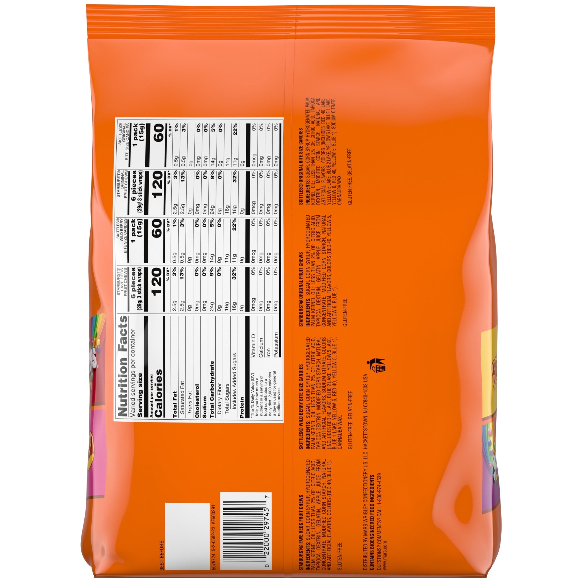 Skittles & Starburst Fun Size Chewy Halloween Candy Variety Pack - 105 Ct Bulk Bag