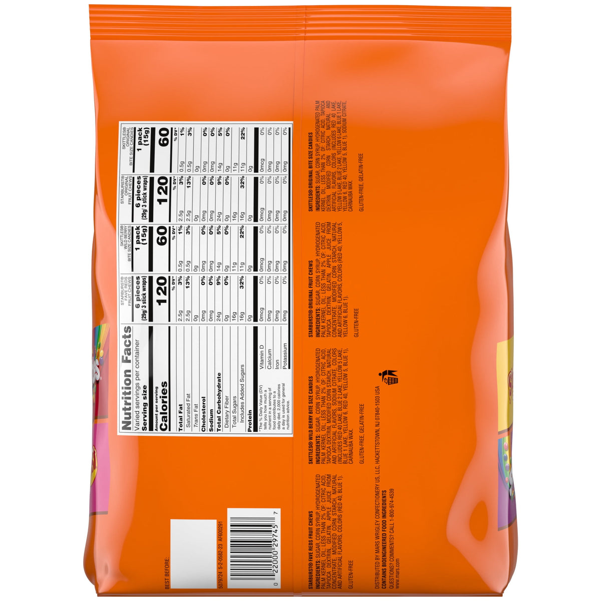 Skittles & Starburst Fun Size Chewy Halloween Candy Variety Pack - 140 Ct Bulk Bag