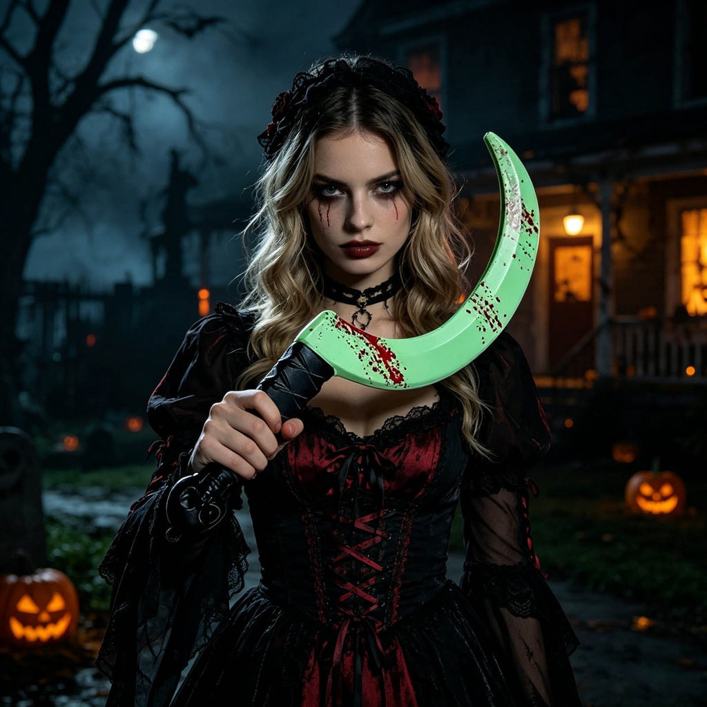 Glow in the Dark Plastic Bloody Cleaver Prop, Realistic Fake Horror Knife Costume Accessory for Halloween Party Haunted House Cosplay Decor