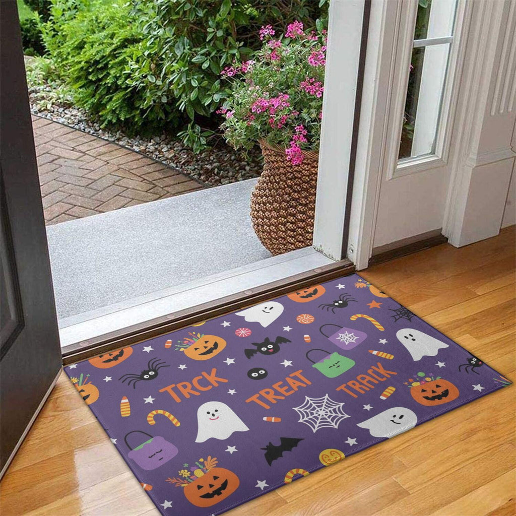 Happy Halloween Door Mat Decorations Spider Bat Doormat Plain the Indoor Door Mat/Outdoor Crystal Velvet 30x17 Inches