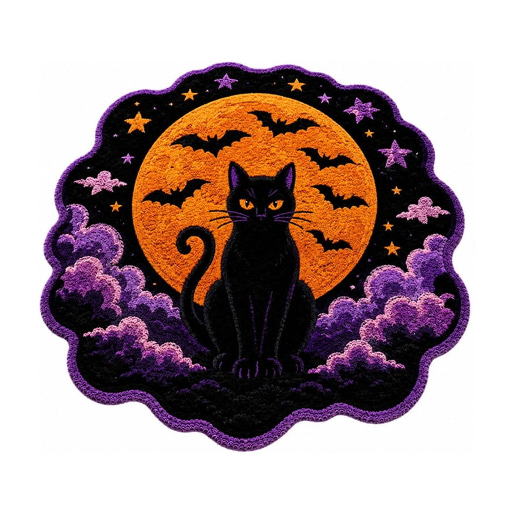 Halloween Round Rug Optical Ghost Pumpkin Mat 15.75in Diameter Polyester Skidproof & Soft for Entryway Bedroom Party by MPOISVA