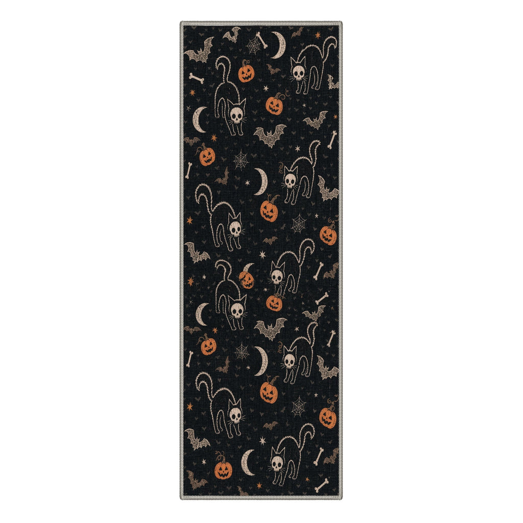 GENIMO 2'x3' Halloween Doormat, Washable Non Slip Soft Whimsical Cat Outdoor Door Mat for Front Door Covered Porch Patio Entryway, Rustic Black
