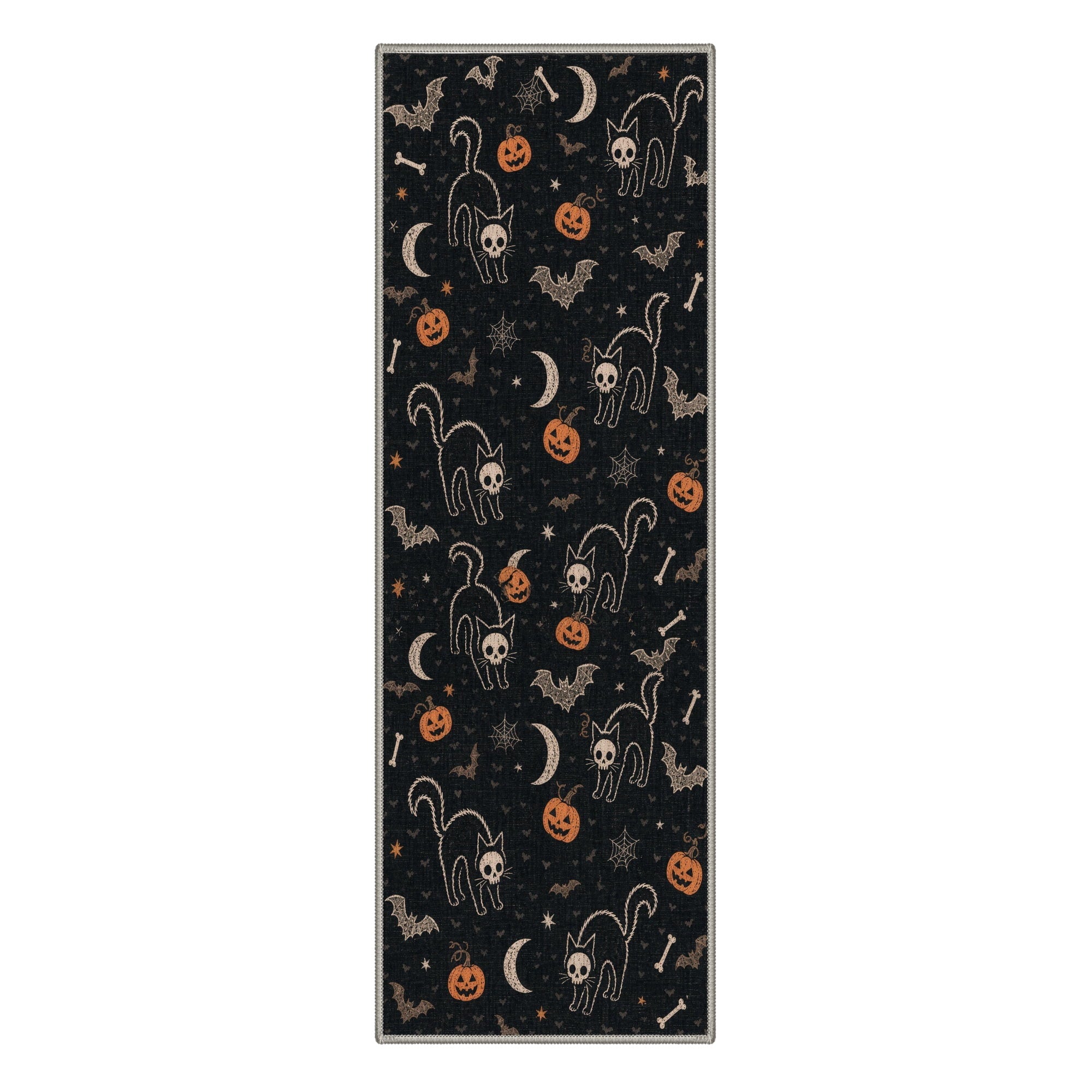 GENIMO 2'x3' Halloween Doormat, Washable Non Slip Soft Whimsical Cat Outdoor Door Mat for Front Door Covered Porch Patio Entryway, Rustic Black