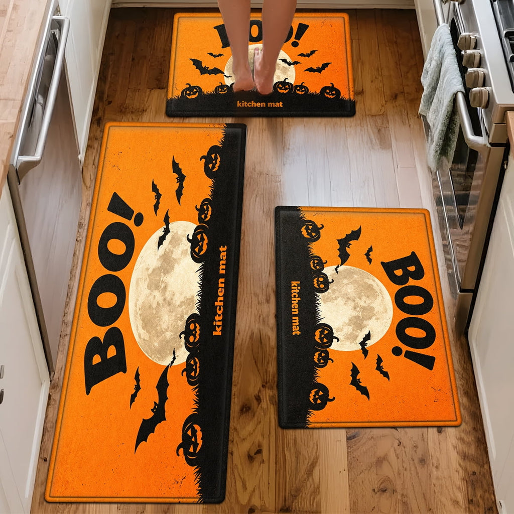 CCTFS Halloween Pumpkin Bat Candy 1Pc Flannel Mat and Kitchen Rugs,Soft Non-slip,Perfect for Home Bathroom