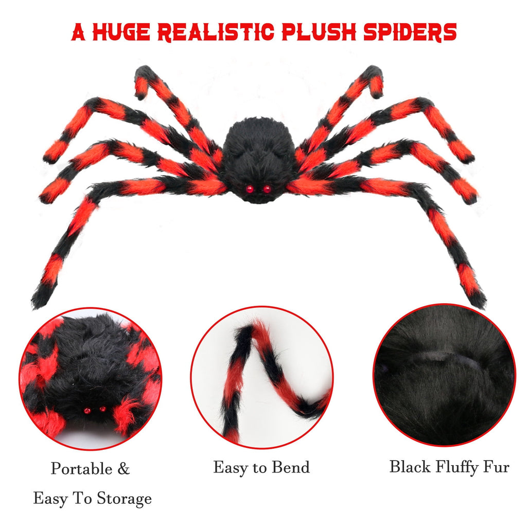 Innens 11.8ft Halloween 144 LED Purple Spider Web Lights with 35" Giant Spider Light up Cobweb Halloween Decorations for Indoor Ourdoor Garden Yard Home Patio (Black, 1Pc)