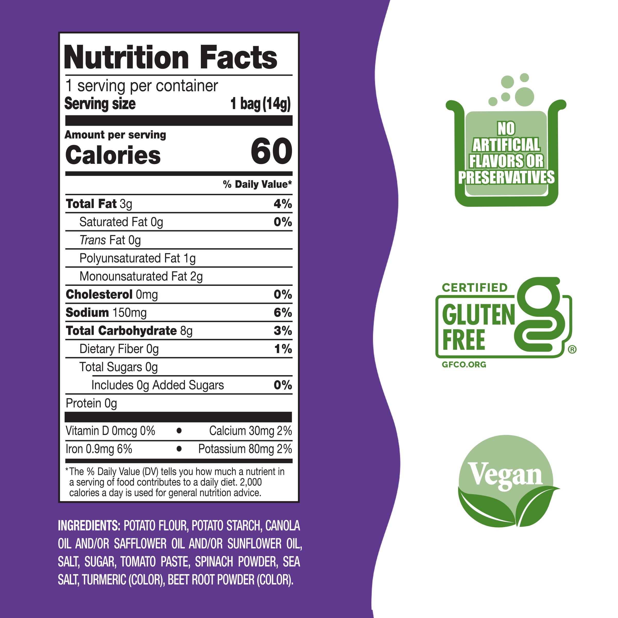 Sensible Portions Garden Veggie Ghosts & Bats Sea Salt Snack Chips Multipack, 0.5 oz (12 Count)