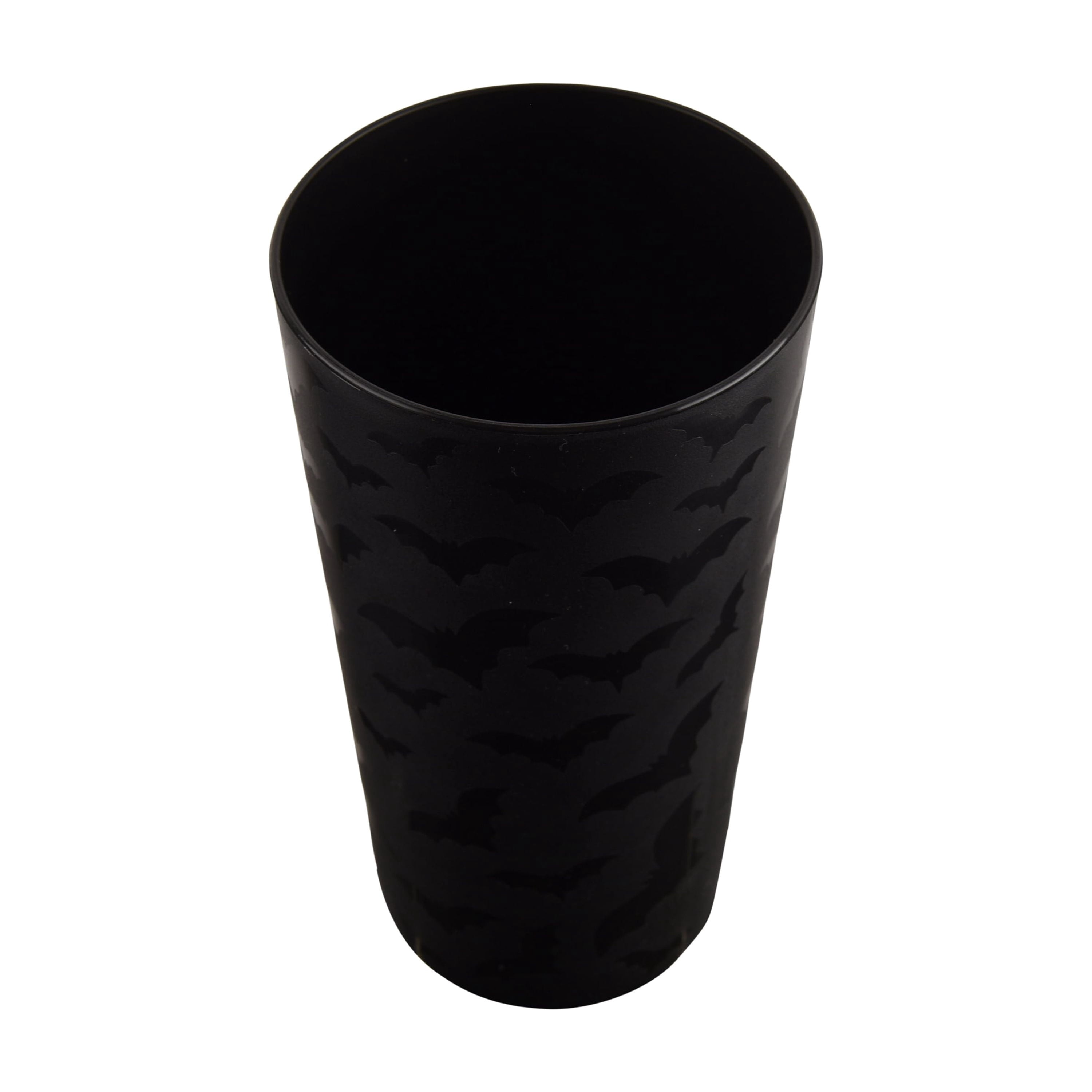 Mainstays 26 Ounce Round Plastic Etched Bat Tumbler, Black