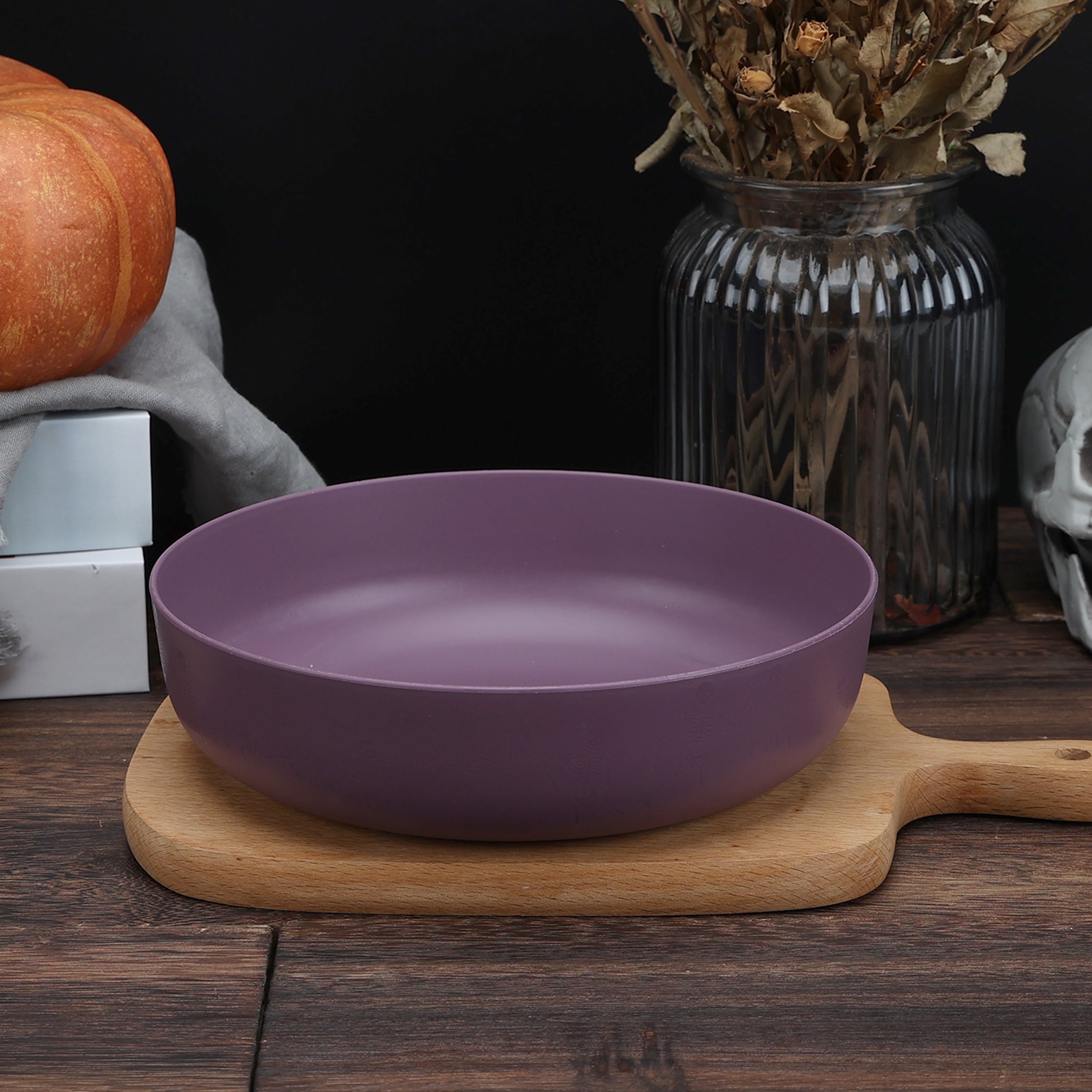 Mainstays 42 oz Round Plastic Dinner Bowl, Etched Bats, Black