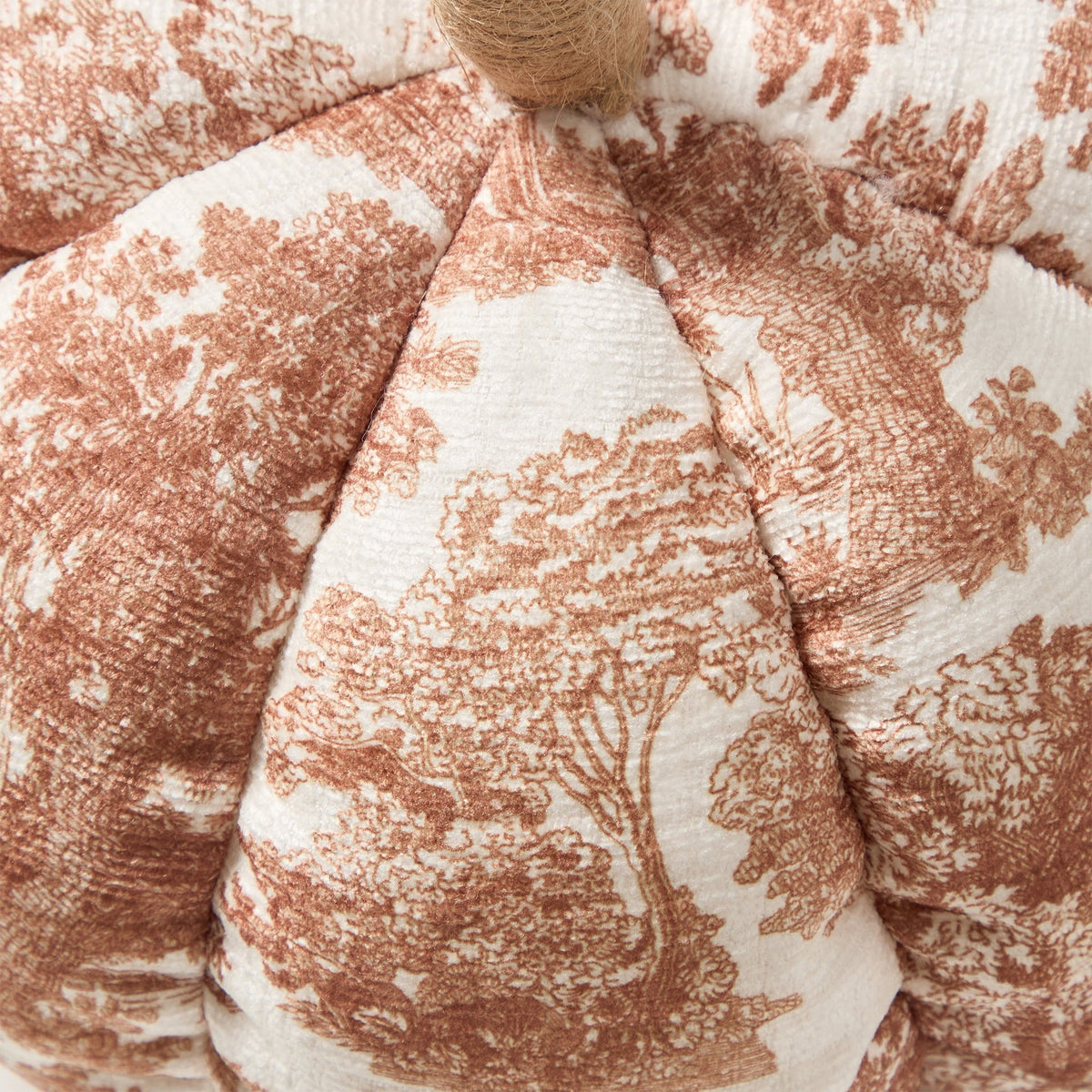My Texas House Fall Forest Toile Pumpkin Decorative Pillow, Rust and Cream, 6"