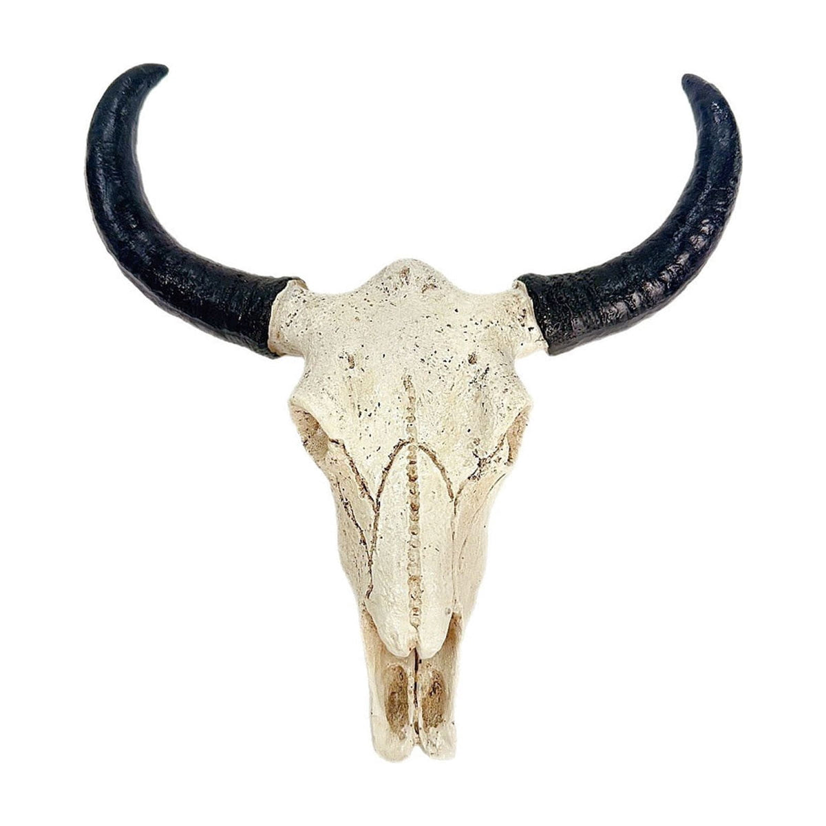 Cadancy Halloween Decorations 3D Animal Skull Bull Horns Wall Mount Art Rustic Farmhouse Wall Decor Gothic Skeleton Head Sculpture for Living Room Bedroom Home Decoration