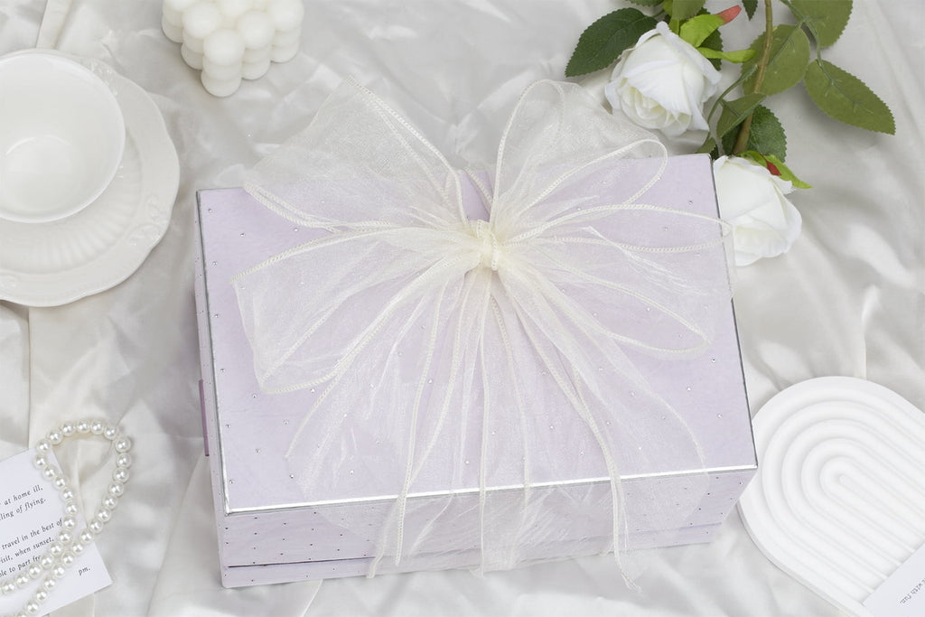 Joycrosso 1.5 Inch White Wired Organza Ribbon - 20 Yards Sheer Decorative Ribbon for Gift Wrapping, Wedding Decor, Christmas Tree, Crafts & DIY Projects