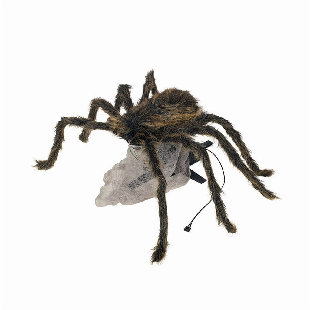 Cadancy Halloween Jumping Spider Prop Scary Pops Up Fuzzy Trick Toy Prank Haunted Home Decoration with Light Sound Effect Animated Spooky Horror Accessory