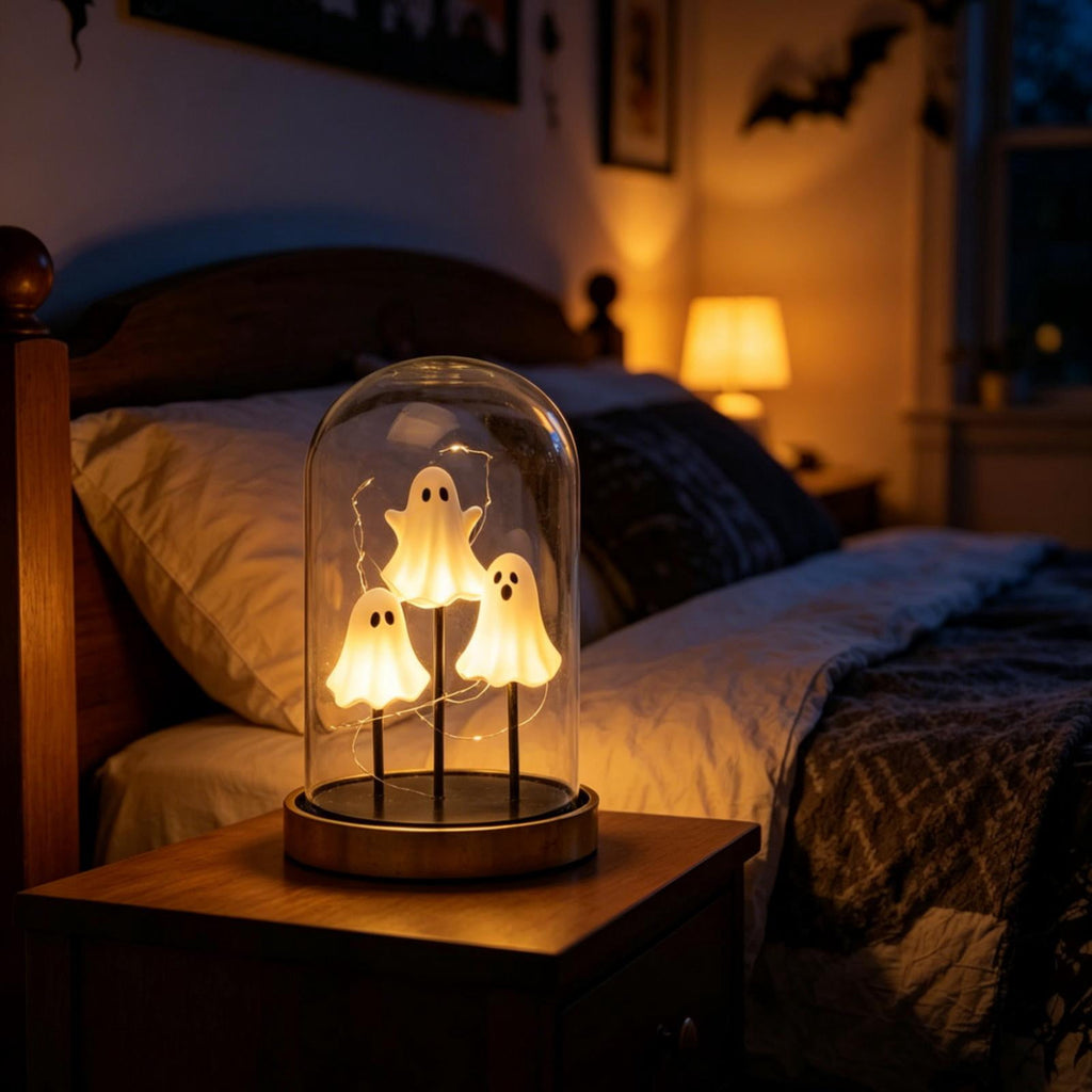 Ghost Night Light Halloween Decorations Bedside Night Light with Tap Control, Dimmable Nursery Decor Lamp, Fun Ghost Gift for K*ids, Halloween Room Decor, Ghost Lamp