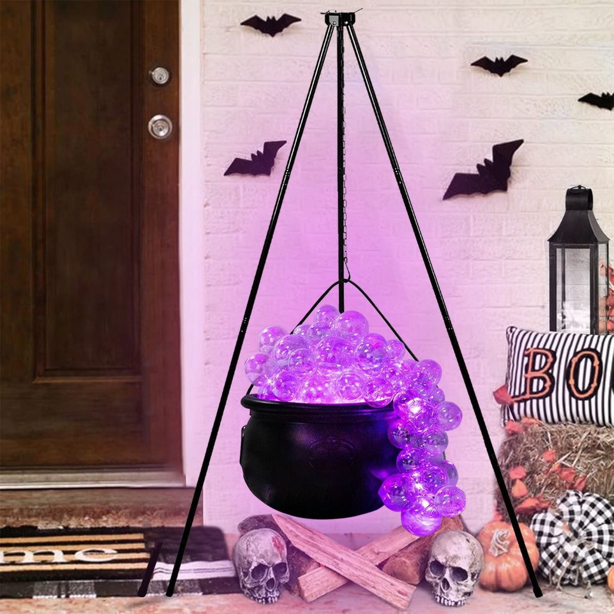 Muecwrye Halloween Decorations Outdoor, Halloween Clearance! Halloween Witches Cauldron on Tripod with Lights, DIY Bubbling Cauldron Set Decor for Home Porch Outside, Halloween Party Supplies