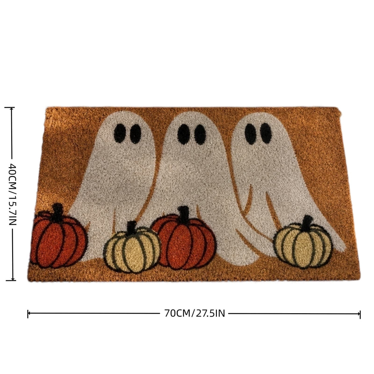Miwamany Halloween Ghost and Pumpkin Doormat, Cute Fall Welcome Mat, Non-Slip Indoor Outdoor Floor Rug for Front Porch Entryway Holiday Decoration
