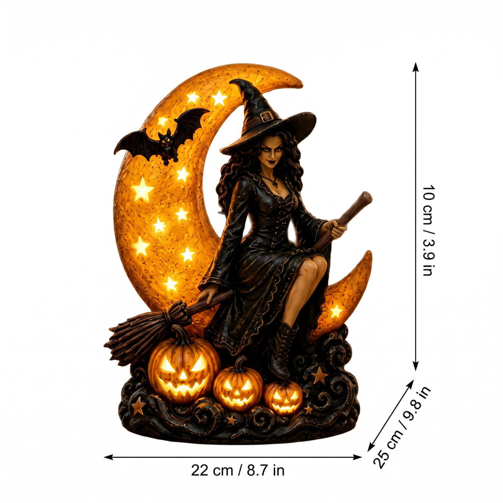 Halloween Witch Cauldron Garden Light, Solar Powered Halloween Projector Outdoor Decoration with Flying Witch and Lighted Cauldron, Witch Light Stake for Lawn Garden Porch Yard Decor, Style D