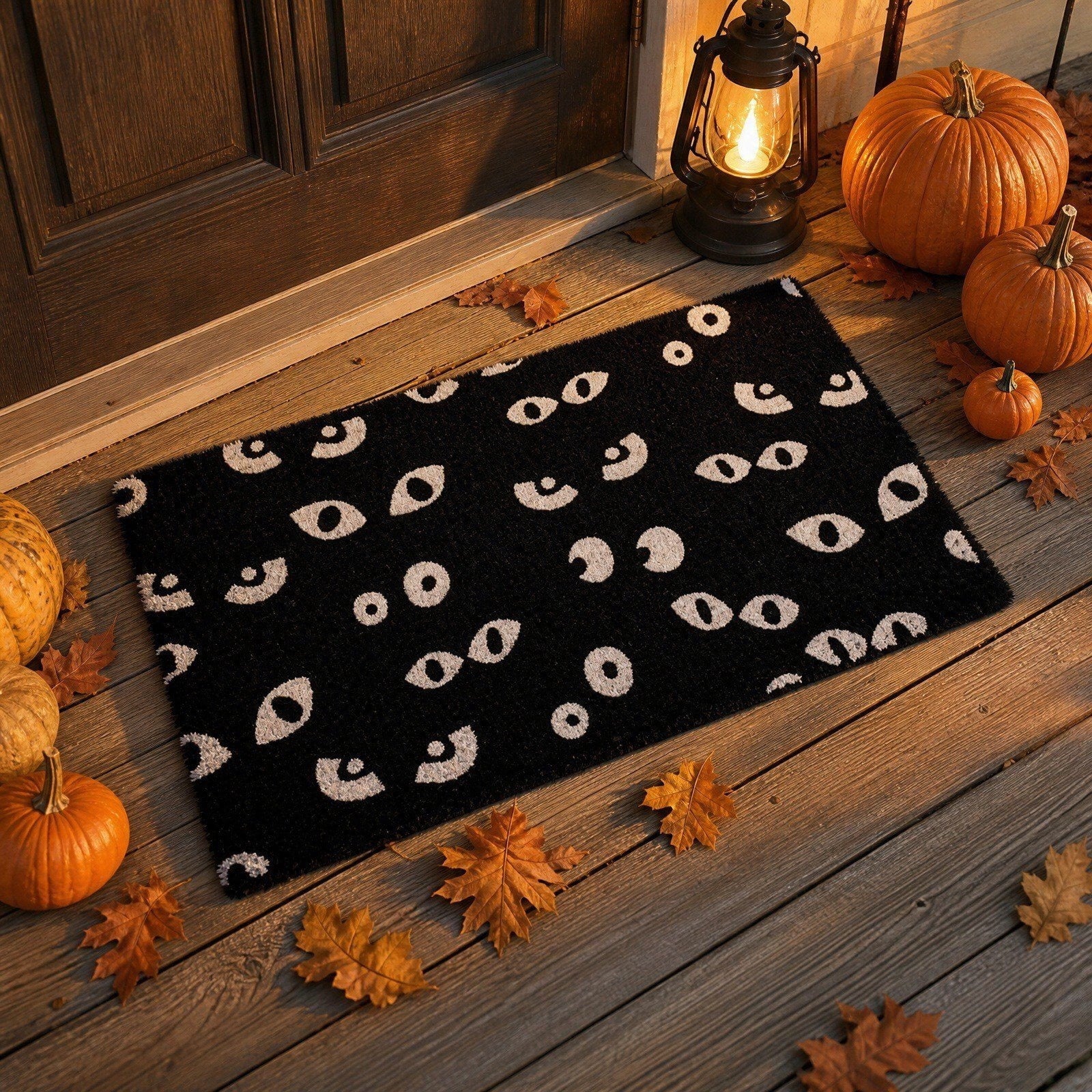Be Witcha In A Minute Ornate Coir Doormat Halloween Decorations, Weather Resistant Non Slip Mat for Front Porch Witch Gothic Home Decor